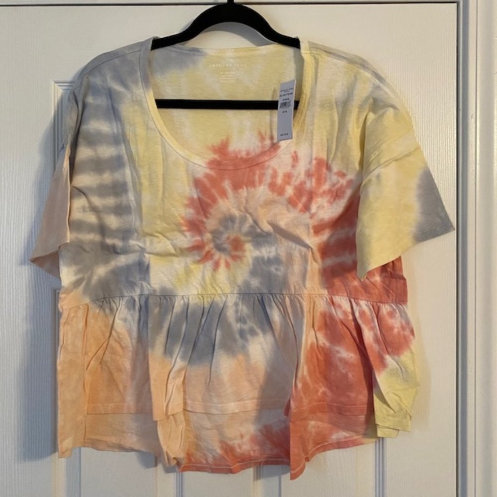🆕 American Eagle Tie Dye Scoop Neck Babydoll T-shirt